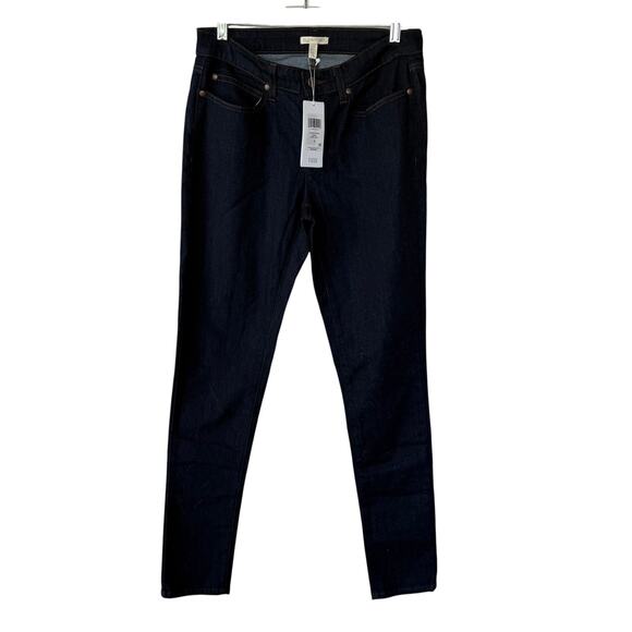 NEW! Eileen Fisher Dark Blue Indigo Organic Cotton Soft Stretch Denim size 8 - Picture 1 of 14